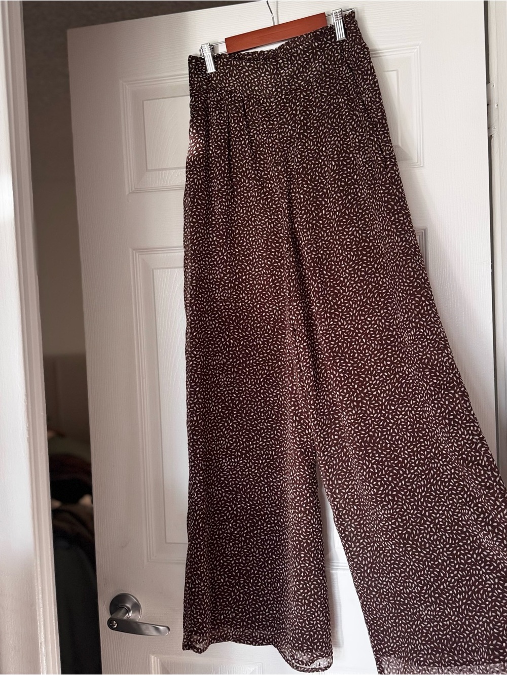 H&M Brown Printed Wide-Leg Pants